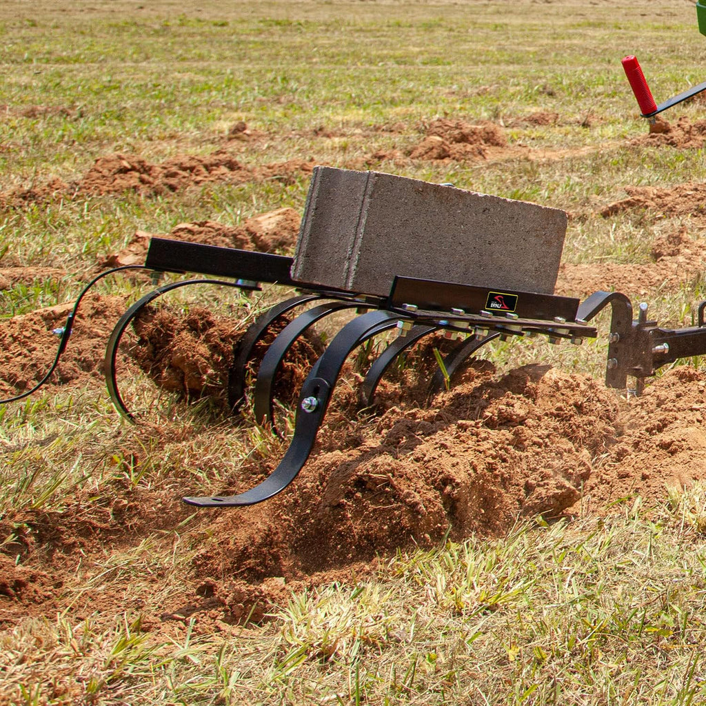 Brinly Sleeve Hitch Adjustable Tow Behind Cultivator, 18' by 40', Hammered Black
