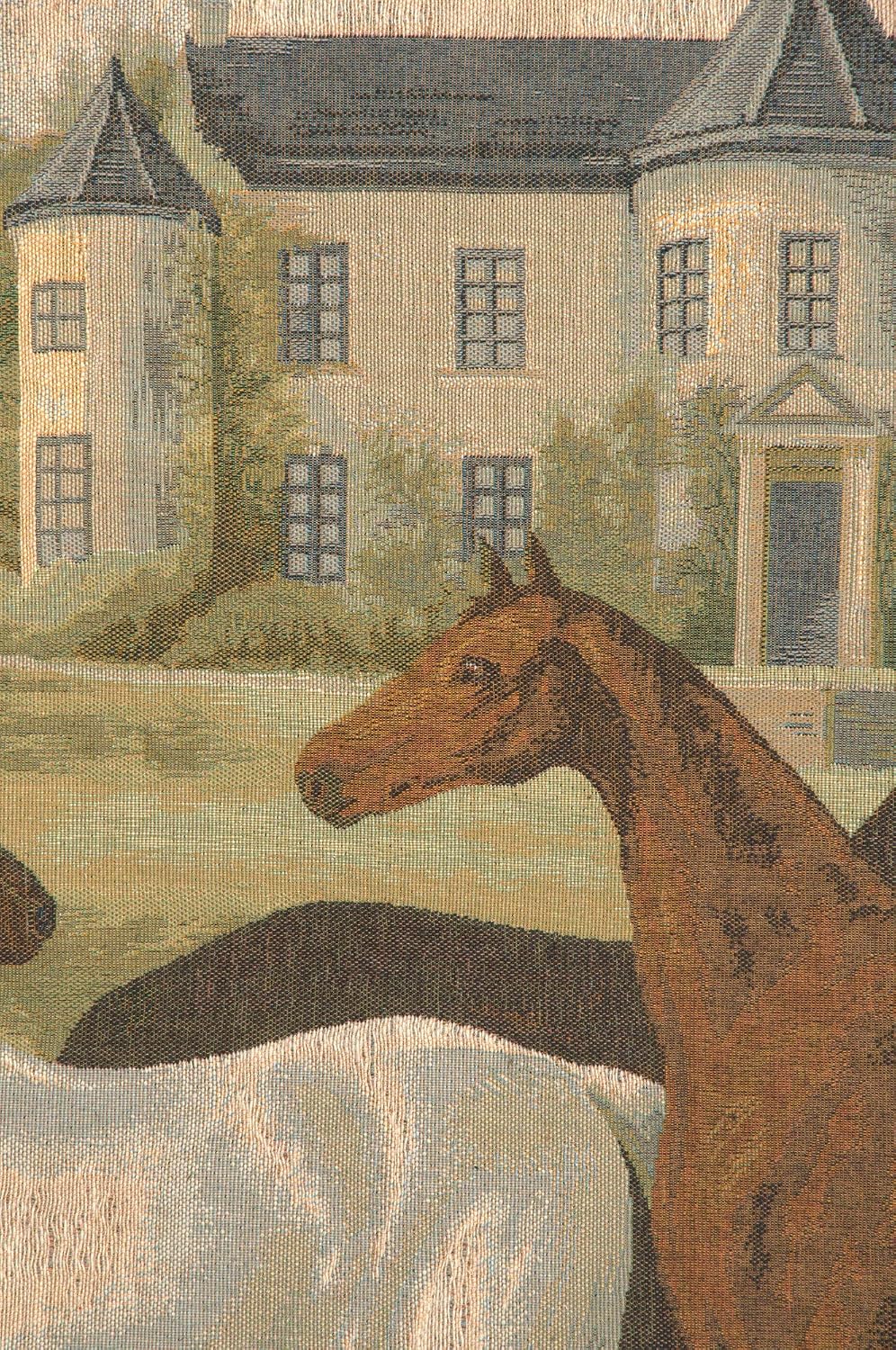 Charlotte Home Furnishings Inc. Five English Horses French Tapestry Wall Hanging, 42 x 58 Inch, Viscose Cotton and Polyester Blend Wall Art, Perfect For Home Decor, Wall Decor by Anne Leurent