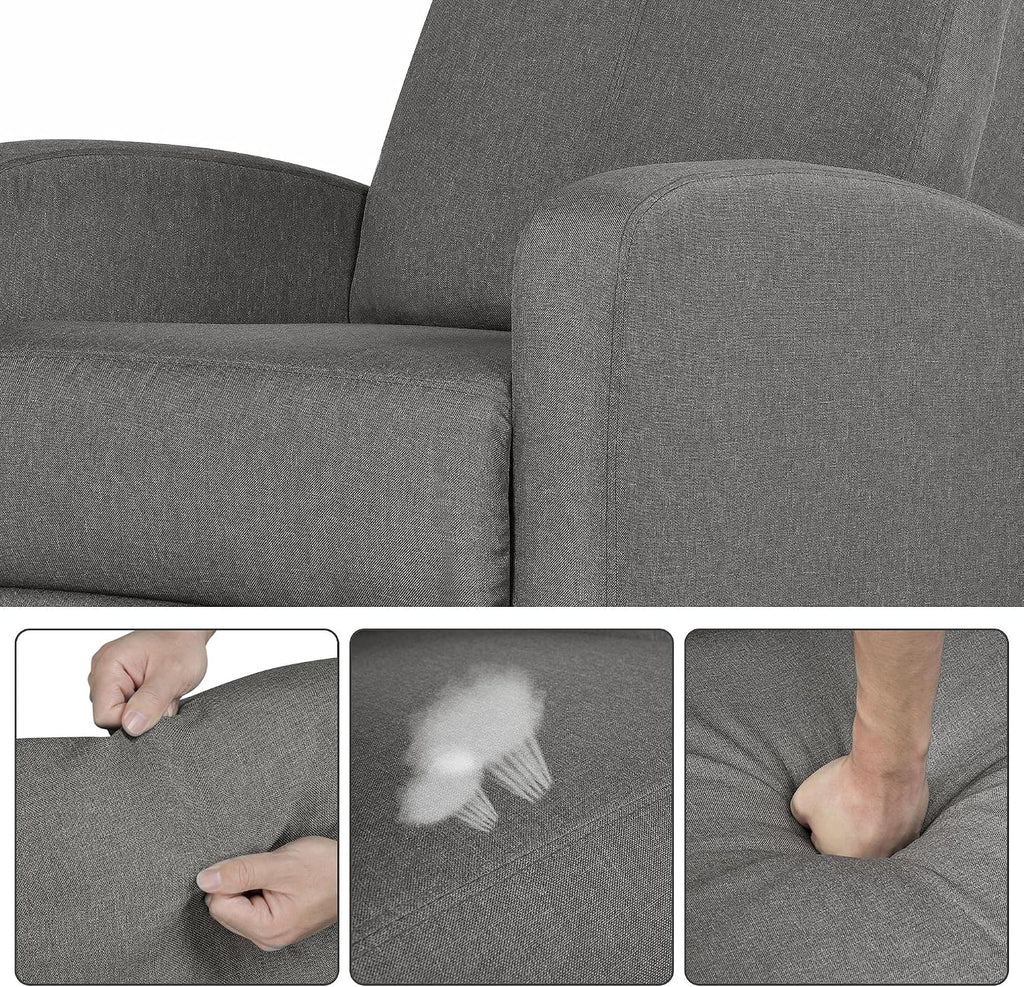 Yaheetech Fabric Recliner Chair Set of 2, Upholstered Reclining Sofa Chair with Pocket Springs for Living Room, Home Theater Seating with Thicker Seat Cushion, Gray