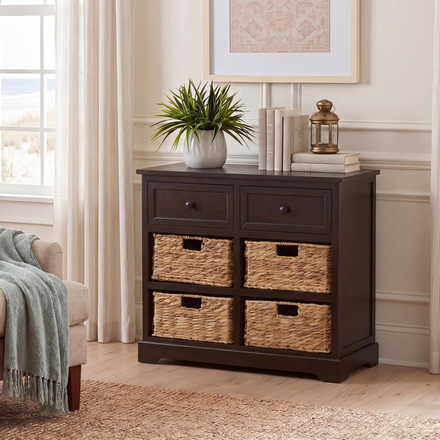 SAFAVIEH Furniture - Herman 2-Drawer Storage Unit - Dark Chocolate - Solid Wood - Classic Storage Design - Ideal for Living Room, Entryway, 29' W x 13' D x 27.5' H - Fully Assembled (AMH5702H)