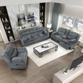 Lexicon Modern Recliner Sofa Set, Corduroy Upholstered Living Room Furniture, 3-Piece Set, Dark Gray