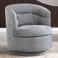 CANMOV Swivel Accent Chair, 360 Degree Round Swivel Barrel Chair with Pillow, Upholstered Comfy Barrel Armchair Single Club Sofa Chair for Living Room,Bedroom, Reading Room, Dark Grey