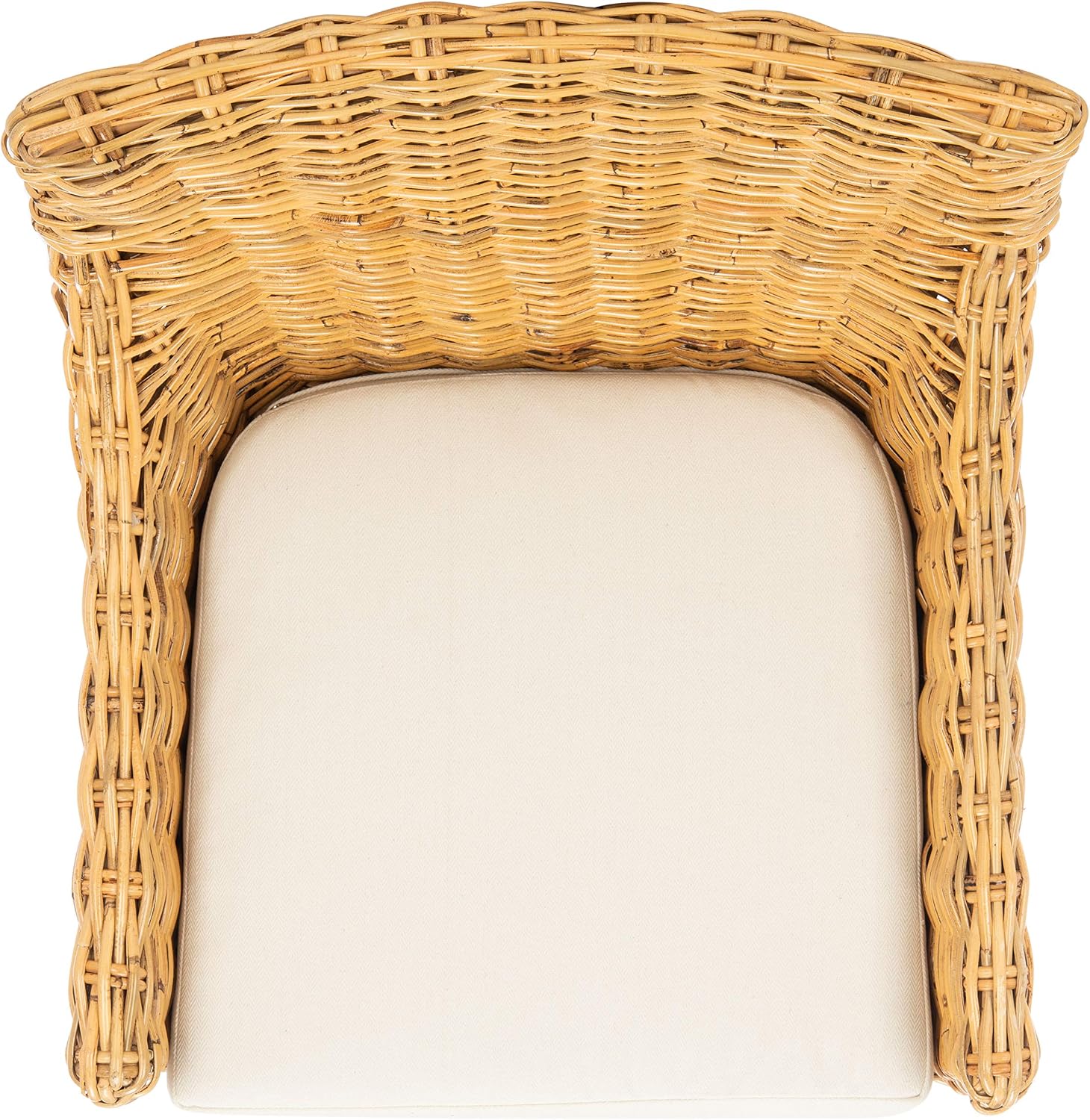 Safavieh Home Collection Cristen Rattan Cushion Accent Chair, Natural/White (ACH6513B)