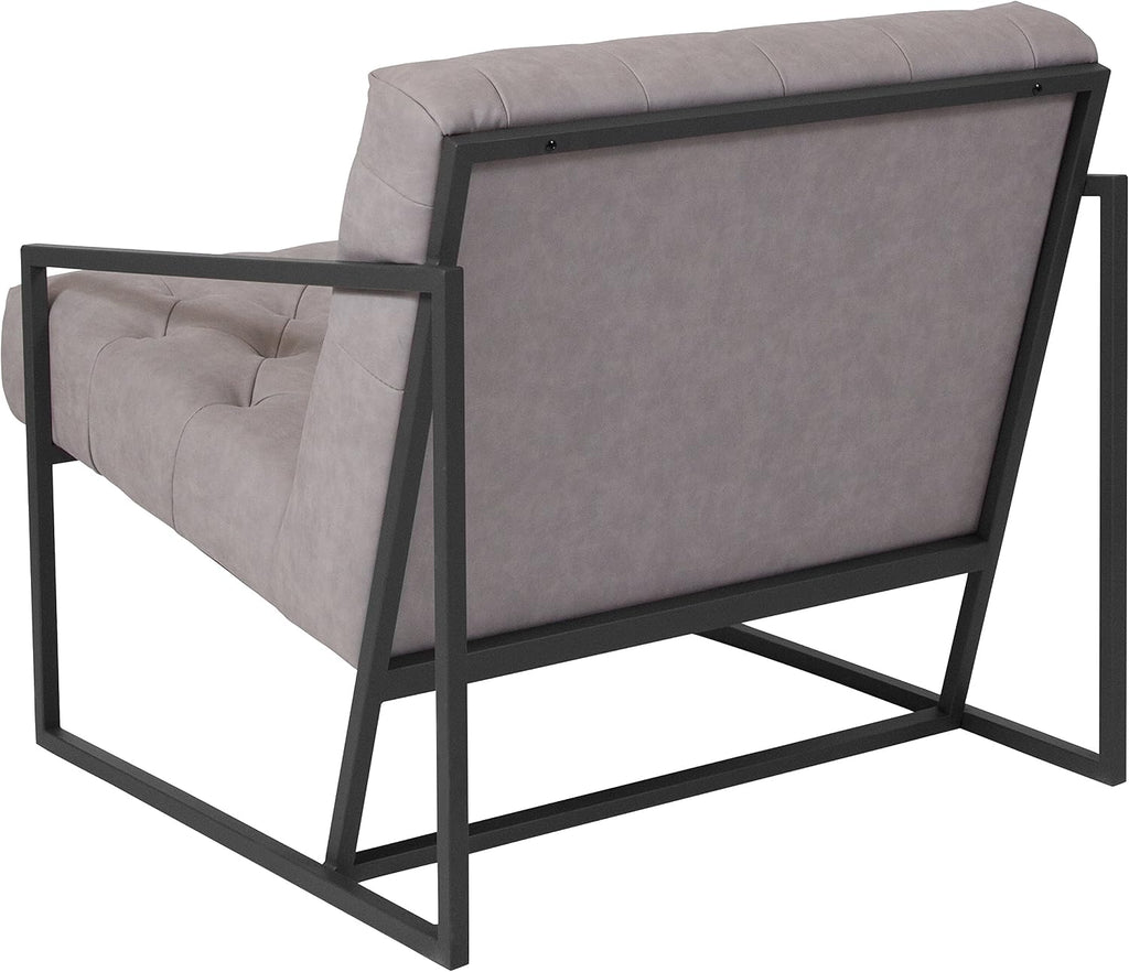 Flash Furniture HERCULES Madison Series Retro Light Gray LeatherSoft Tufted Lounge Chair
