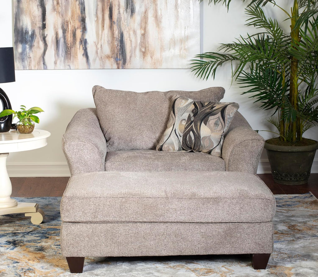 Roundhill Furniture Camaro Platinum Fabric Pillow back Accent