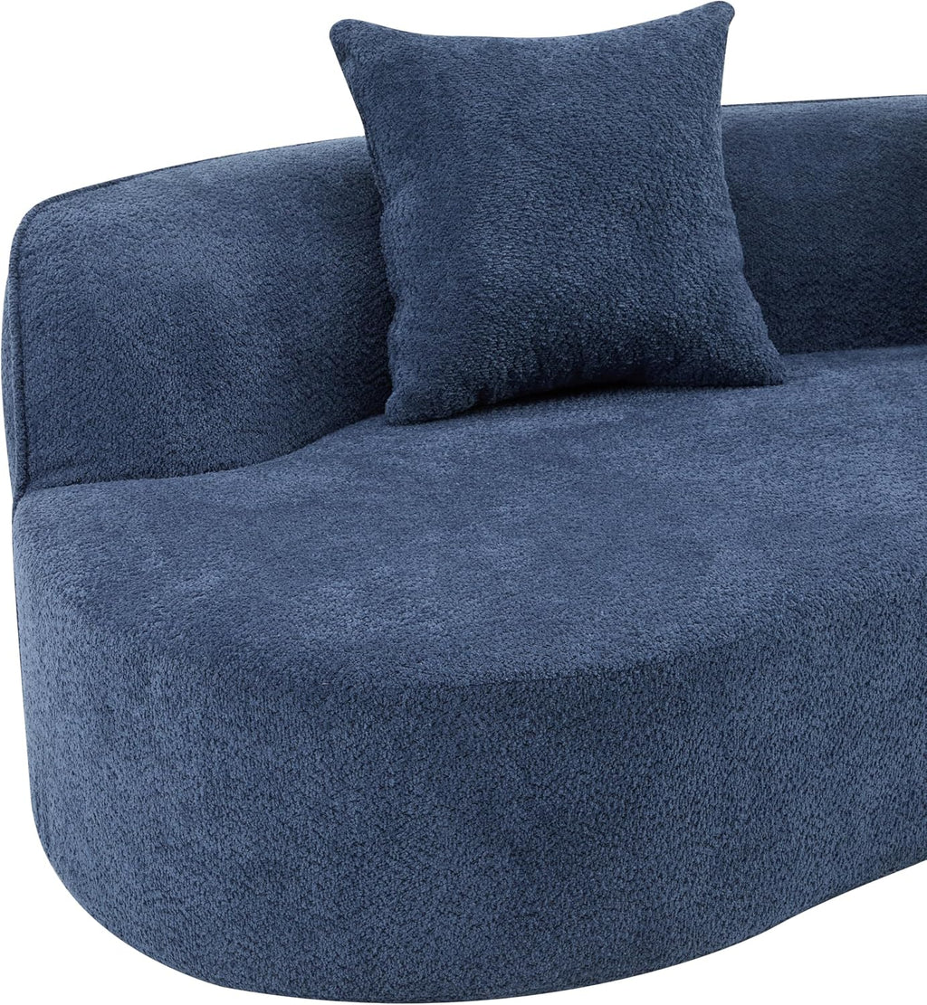 Christopher Knight Home Braebt 126' Curved Modular Sectional Sofa with 4 Throw Pillows, Comfy Upholstered Cloud Couch, 5-Seater Sofa Couches for Living Room, Study, No Assembly Required, Navy Blue