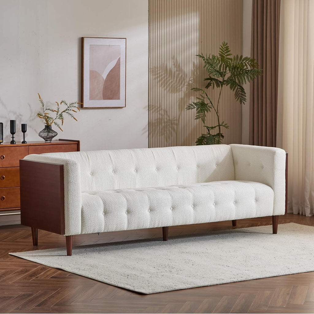 Christopher Knight Home Almab 82 Inches Sofa Couch, Cozy Couch Sofa, Boucle Upholstered 3-Seater Sofa, Wood Frame Couch, Comfy Couches for Living Room and Office, Modern Couch and Sofa, Beige