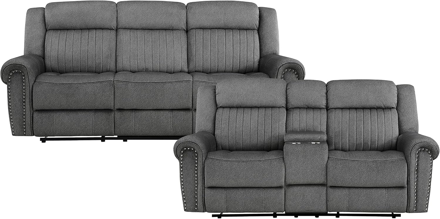 Lexicon Dakota 2-Piece Manual Reclining Living Room Set, Charcoal