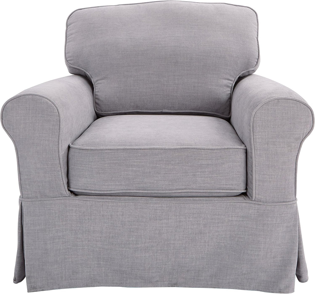 OSP Home Furnishings Ashton Rolled Arm Chair with Slipcover, Fog Grey