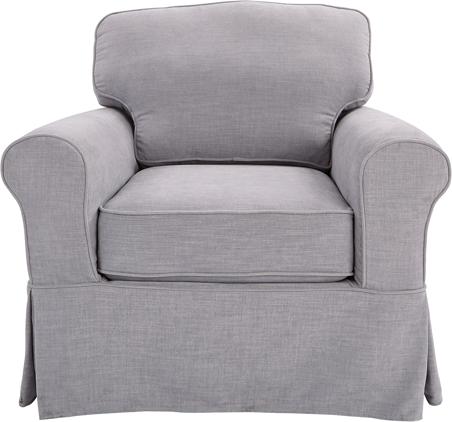 OSP Home Furnishings Ashton Rolled Arm Chair with Slipcover, Fog Grey
