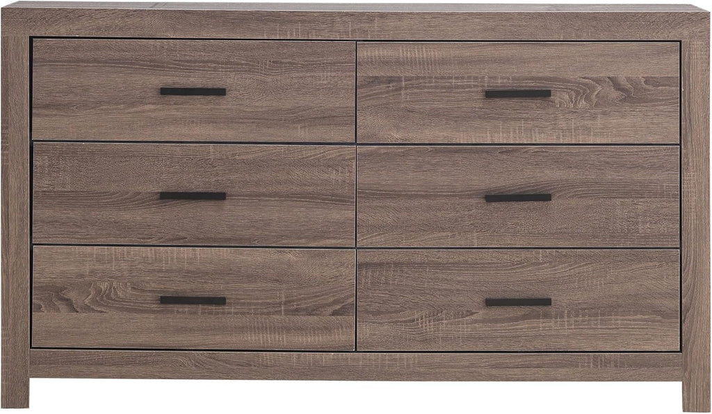 Coaster Home Furnishings Brantford Farmhouse 59-inch 6-Drawer Bedroom Dresser Clothing Storage Cabinet Wide Chest of Drawers Organizer Unit Barrel Oak 207043
