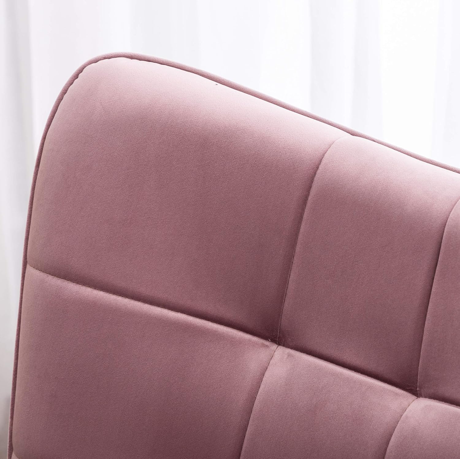 Roundhill Furniture Leiria Contemporary Silky Velvet Tufted Accent Chair with Ottoman, Mauve