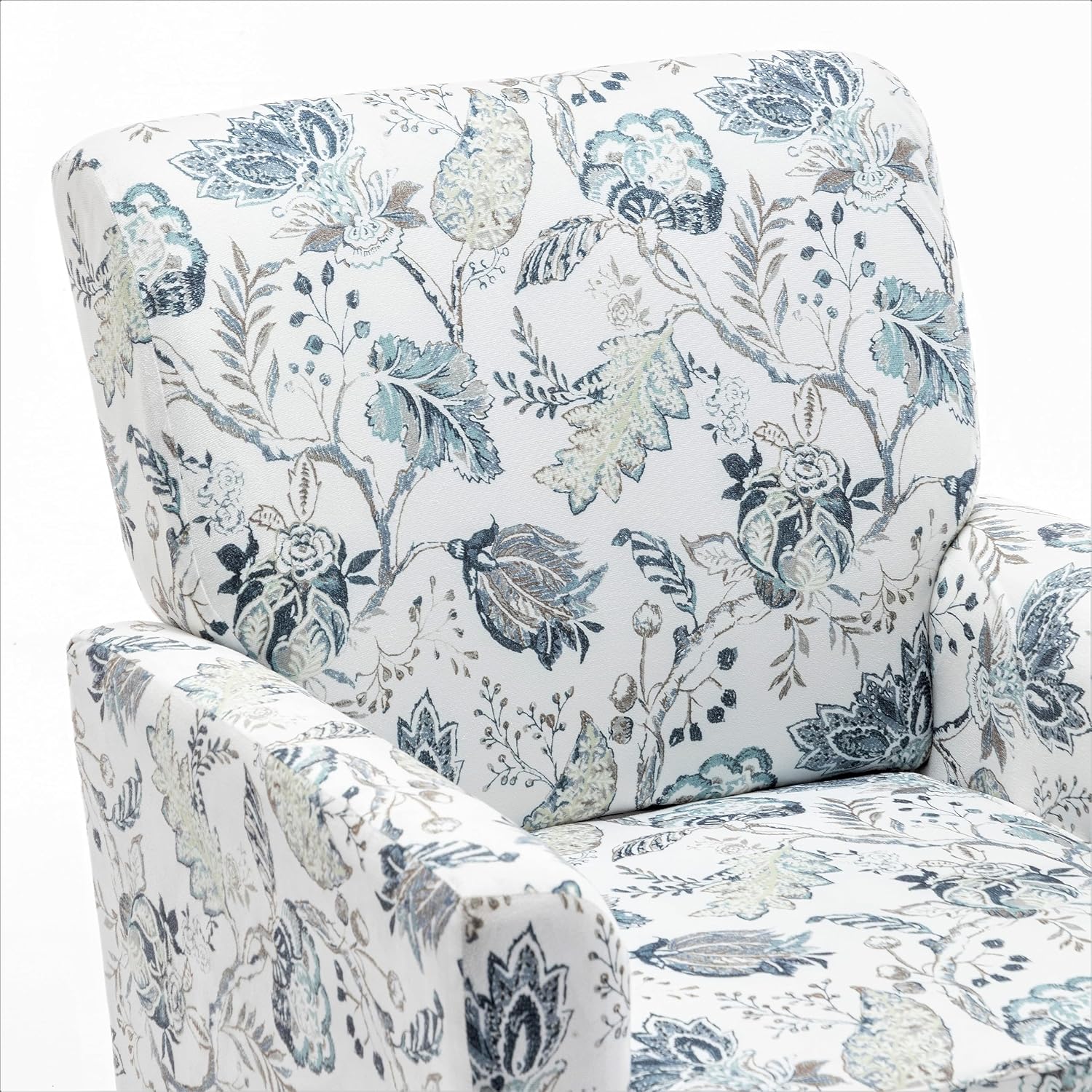 Container Furniture Direct Contemporary Accent Arm Chair with Birch Wood Frame and Velvet Upholstery, Armchair for Office and Living Room Decor, Removable Cushions, 07 Printed Fabric