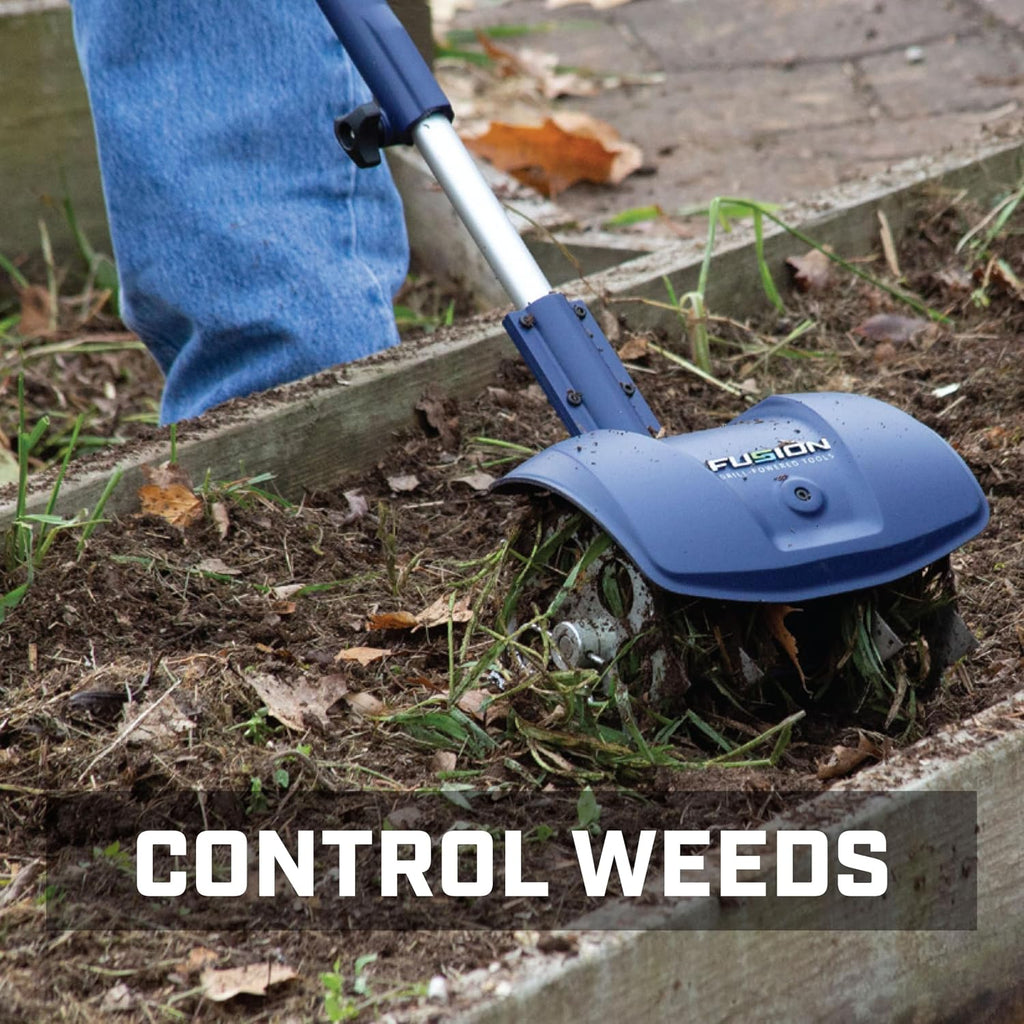 Fusion Drill-Powered Cultivator, Compatible with Most Cordless Drills, Adjustable Cultivating Width Up to 8', Cultivating Depth Up to 5.5', Adjustable Length, Model: 46007