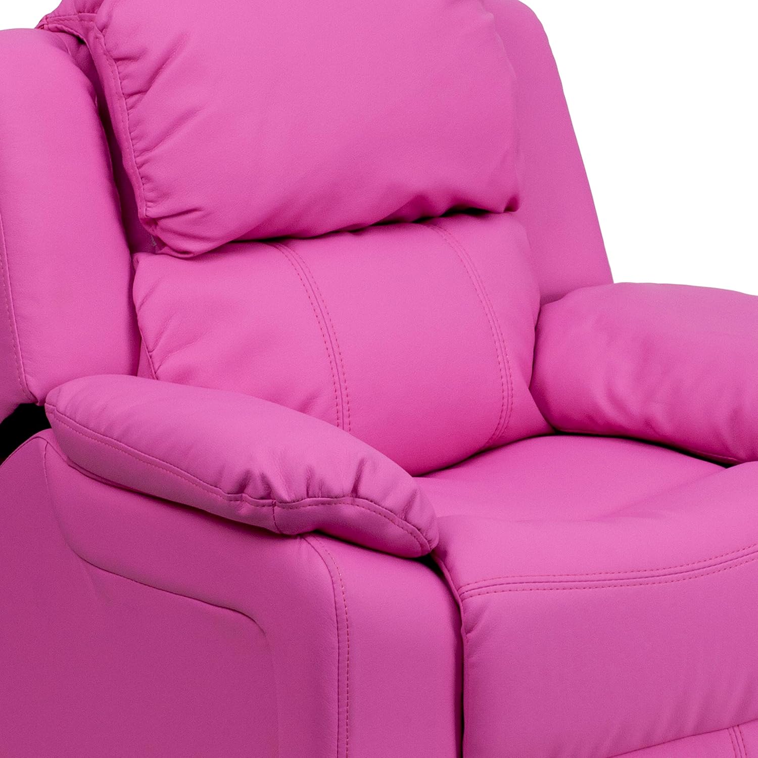 Flash Furniture Charlie Vinyl Kids Recliner with Flip-Up Storage Arms and Safety Recline, Contemporary Reclining Chair for Kids, Supports up to 90 lbs., Hot Pink