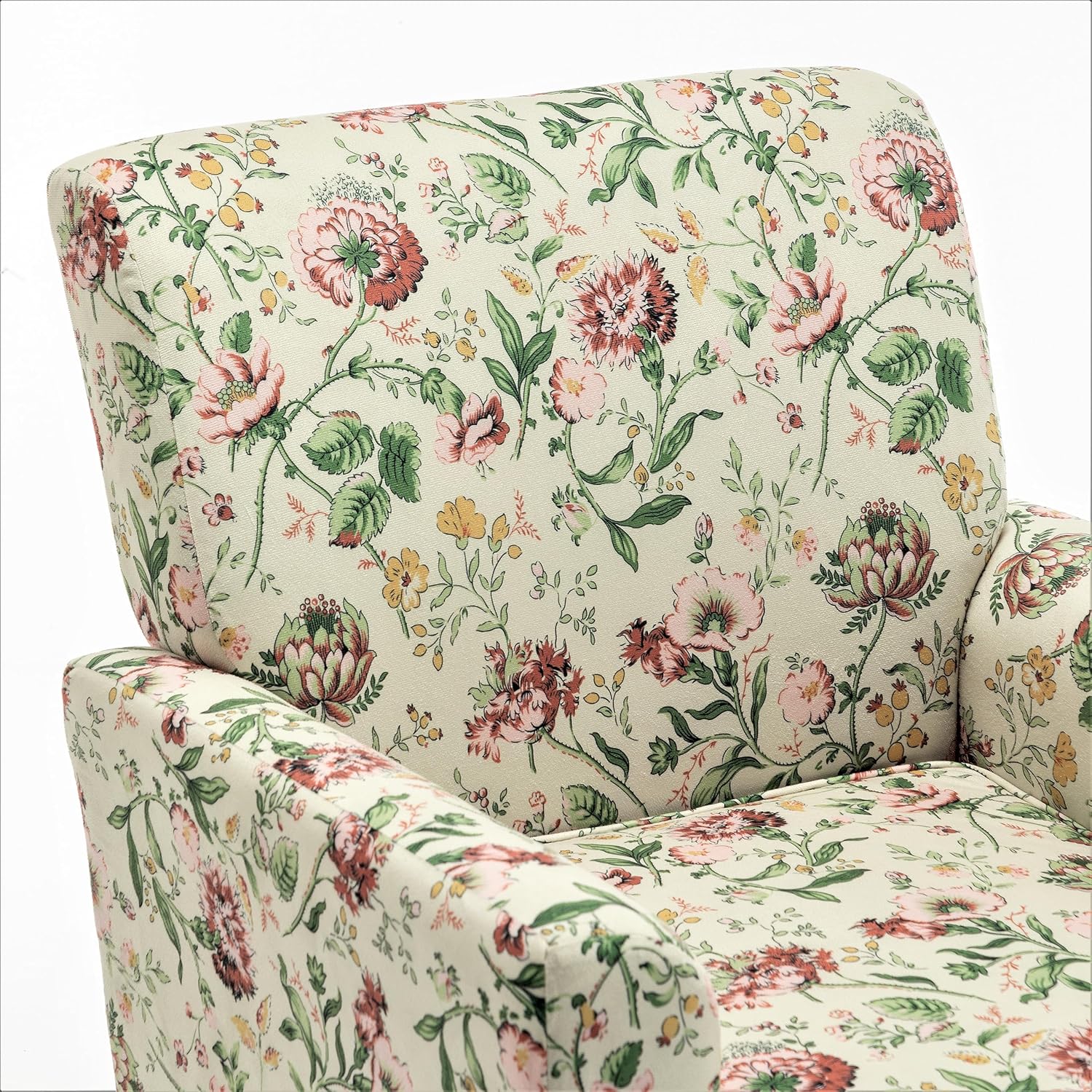 Container Furniture Direct Contemporary Accent Arm Chair with Birch Wood Frame and Velvet Upholstery, Armchair for Office and Living Room Decor, Removable Cushions, 04 Printed Fabric