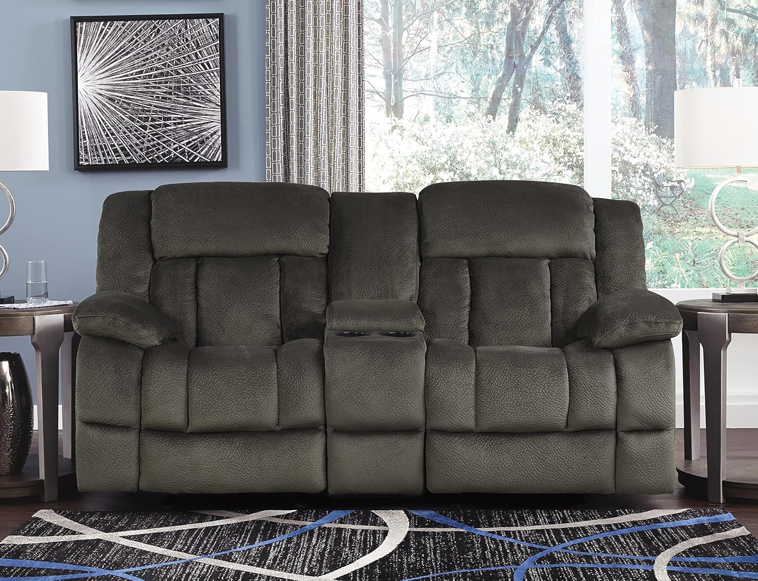 Lexicon Reclining Living Room Set, Manual Reclining Sofas, Couches for Living Room, Includes Reclining Sofa and Dual Glider Recliner Loveseat, 2-Piece Set, Chocolate