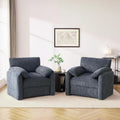 Howjoe Chenille Oversized Armchair, 38.6' Wide Accent Chairs for Living Room & Bedroom Modern Lounge Chair, Upholstered Mid-Century Reading Chair, Comfy Living Room Chair, Single Sofa Chair, Blue
