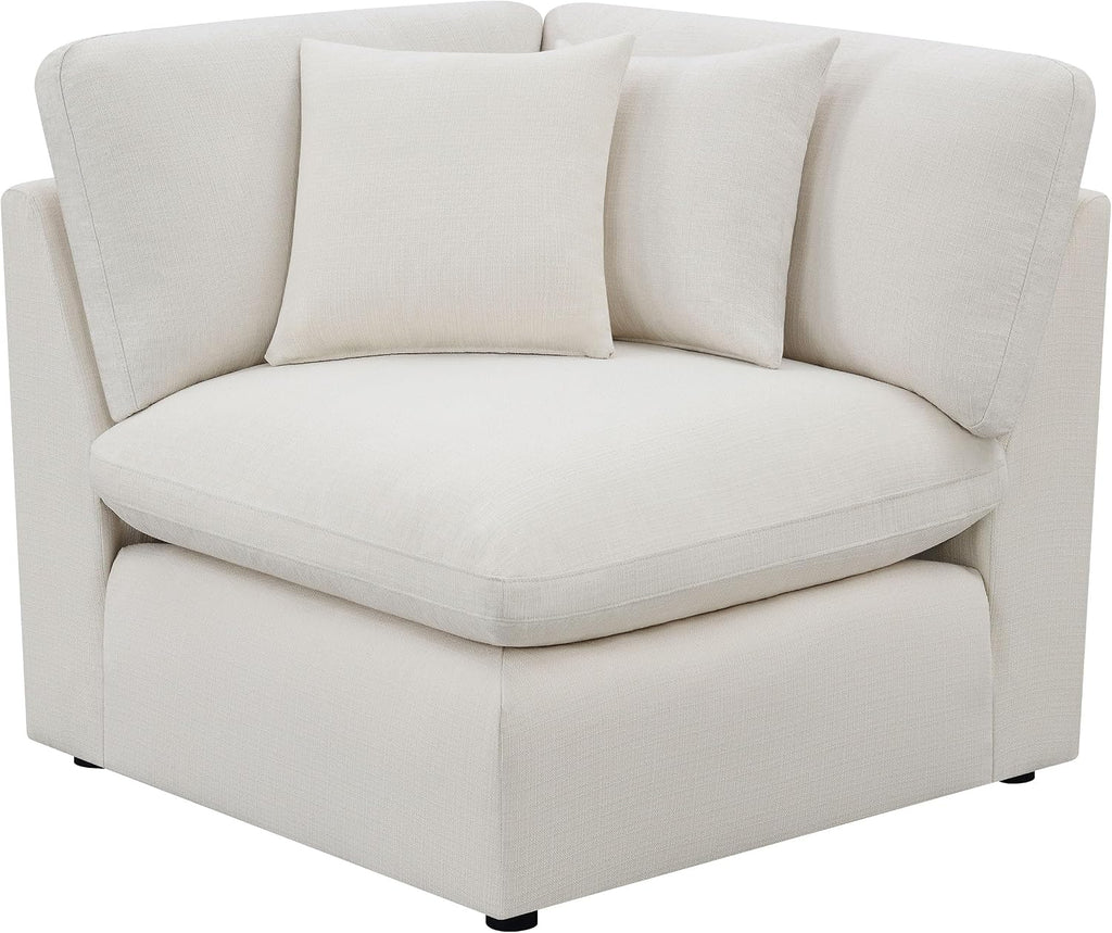 Coaster Home Furnishings - Hobson - 5-Piece Upholstered Modular Sectional Sofa with Accent Pillows and Sloped Track Armrests - Living Room - Ivory - 551451-SETA