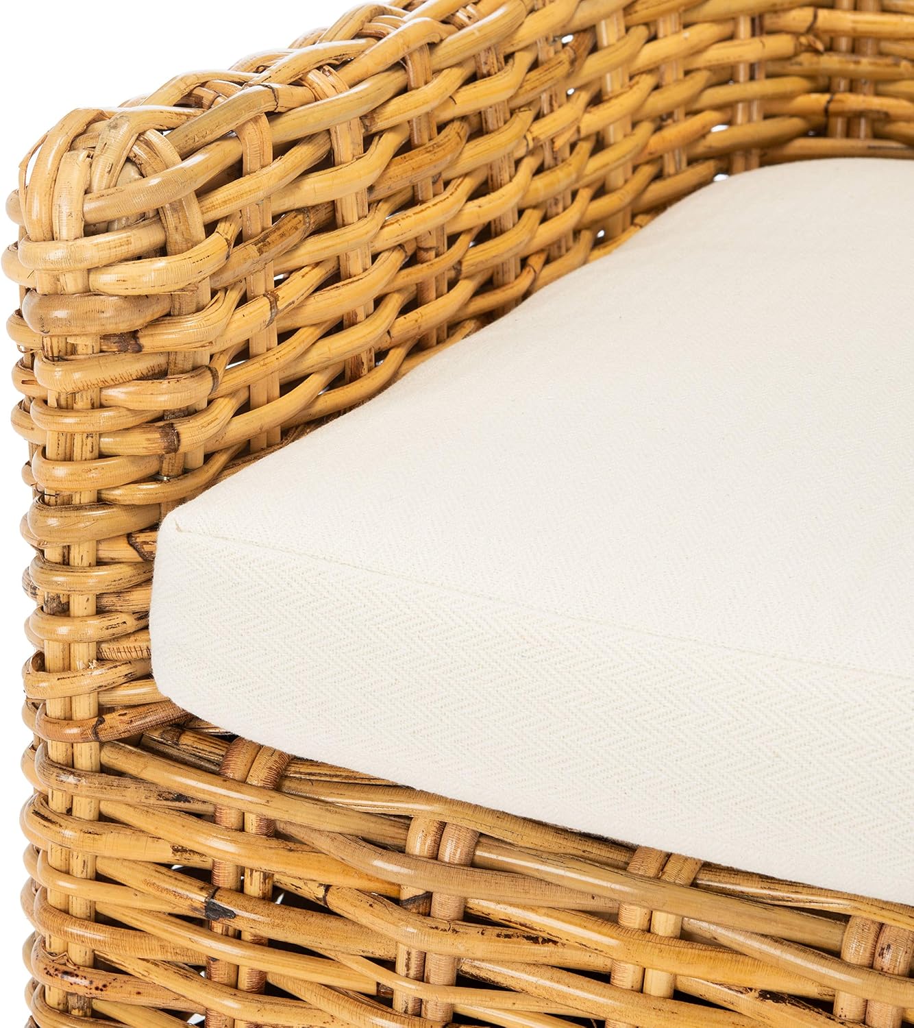 Safavieh Home Collection Cristen Rattan Cushion Accent Chair, Natural/White (ACH6513B)