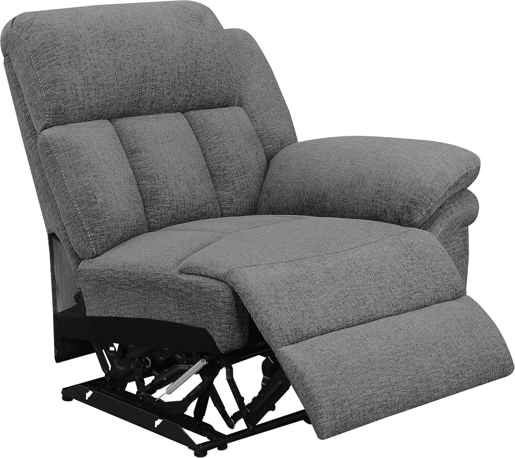 Coaster Home Furnishings - Bahrain - Upholstered - 5-Piece Theater Seating with Recliners, Cupholder Consoles & Thick Pillowtop Armrests - Living Room, Home Theater - Charcoal - 609541T