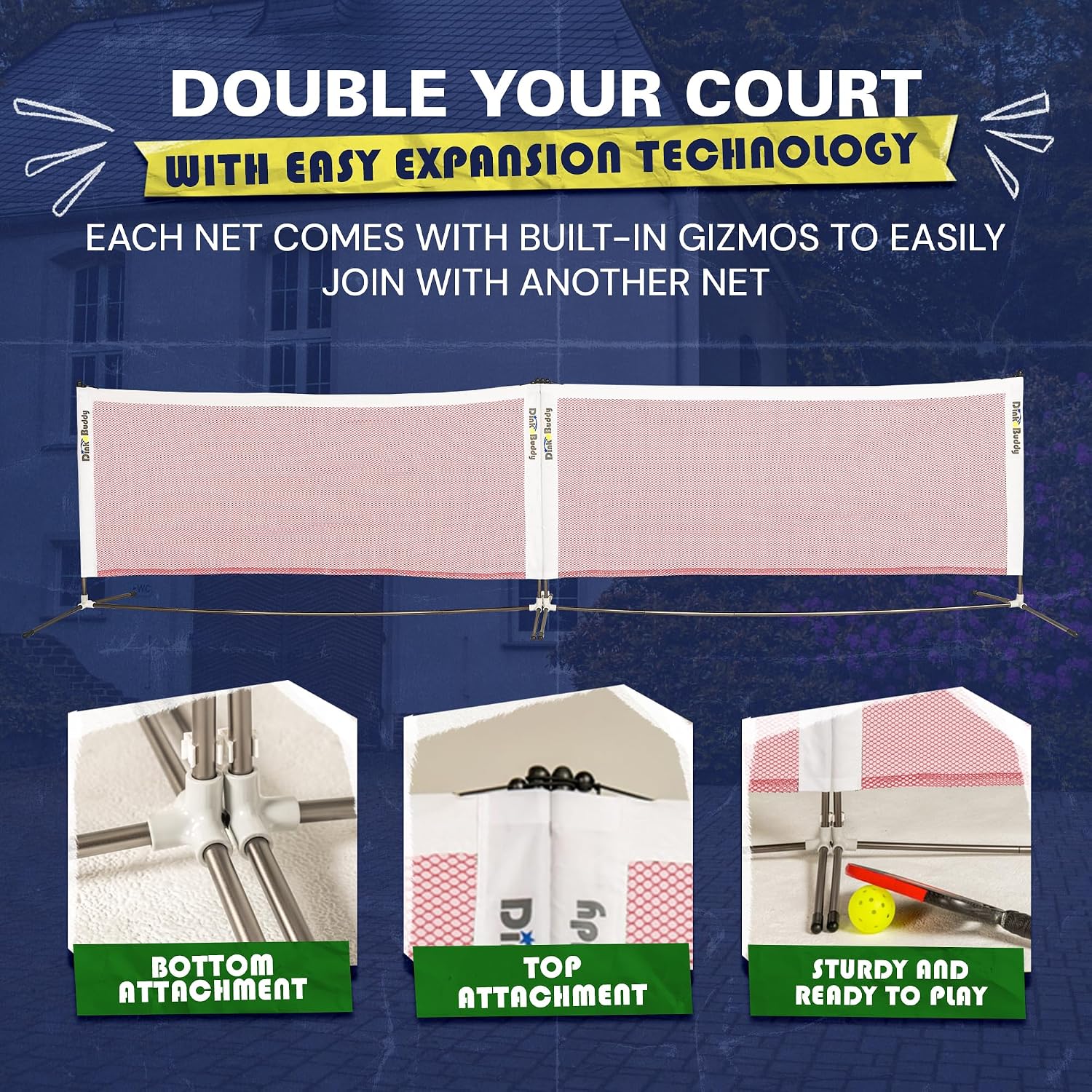 Mini Pickleball Net Set - Ultraportable, Fits in Backpack - 11-ft, 6-ft or 6-ft x 2-Pack Options, or 4-ft for Kids - Pickleball Net Portable Outdoor/Indoor Play - Sports Kit for Women, Men & Kids