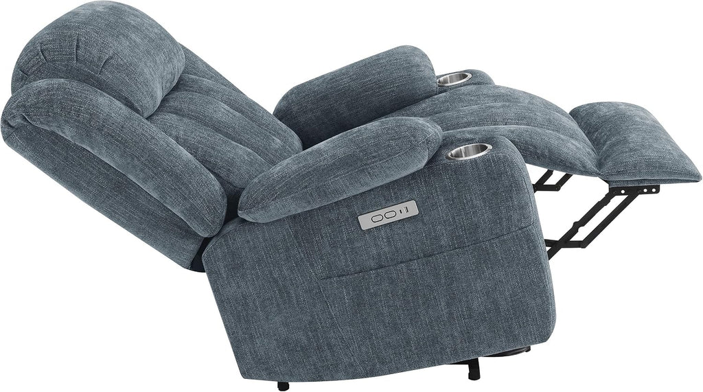 Coaster Home Furnishings - Houston - Fabric - Power Lift Recliner with Pillowtop Arms, Built-in USB Port, Power Panel and Two Cup Holders - Living Room - Slate Blue - 602294P