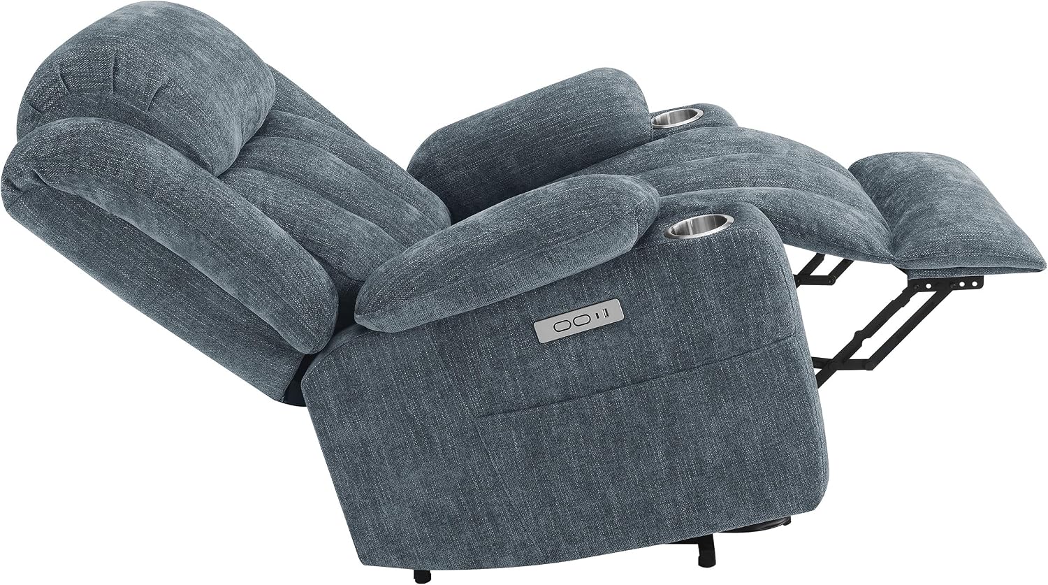 Coaster Home Furnishings - Houston - Fabric - Power Lift Recliner with Pillowtop Arms, Built-in USB Port, Power Panel and Two Cup Holders - Living Room - Slate Blue - 602294P