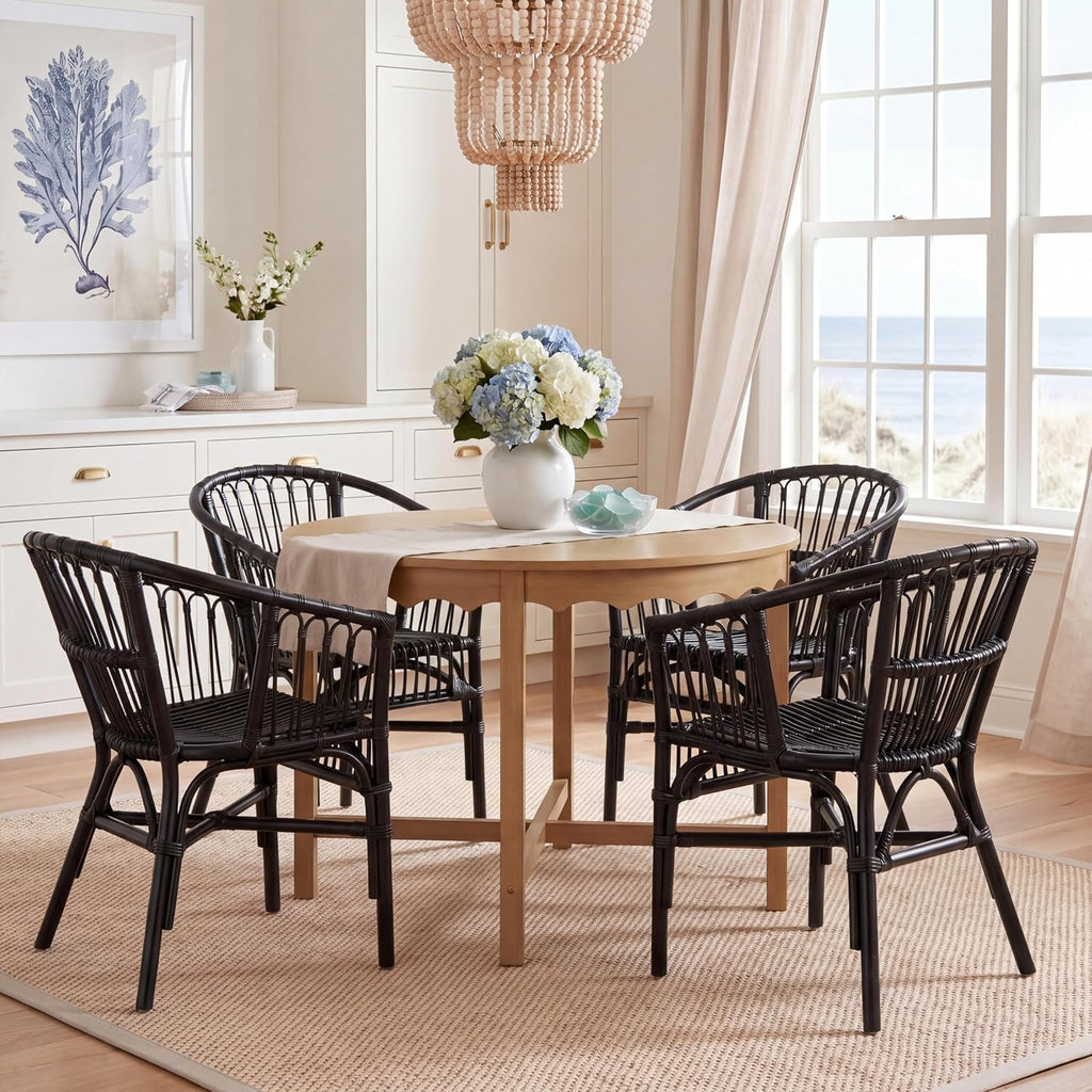 Safavieh Home Adriana Coastal Black Rattan (Set of 2) Accent Chair (ACH6505A-SET2)