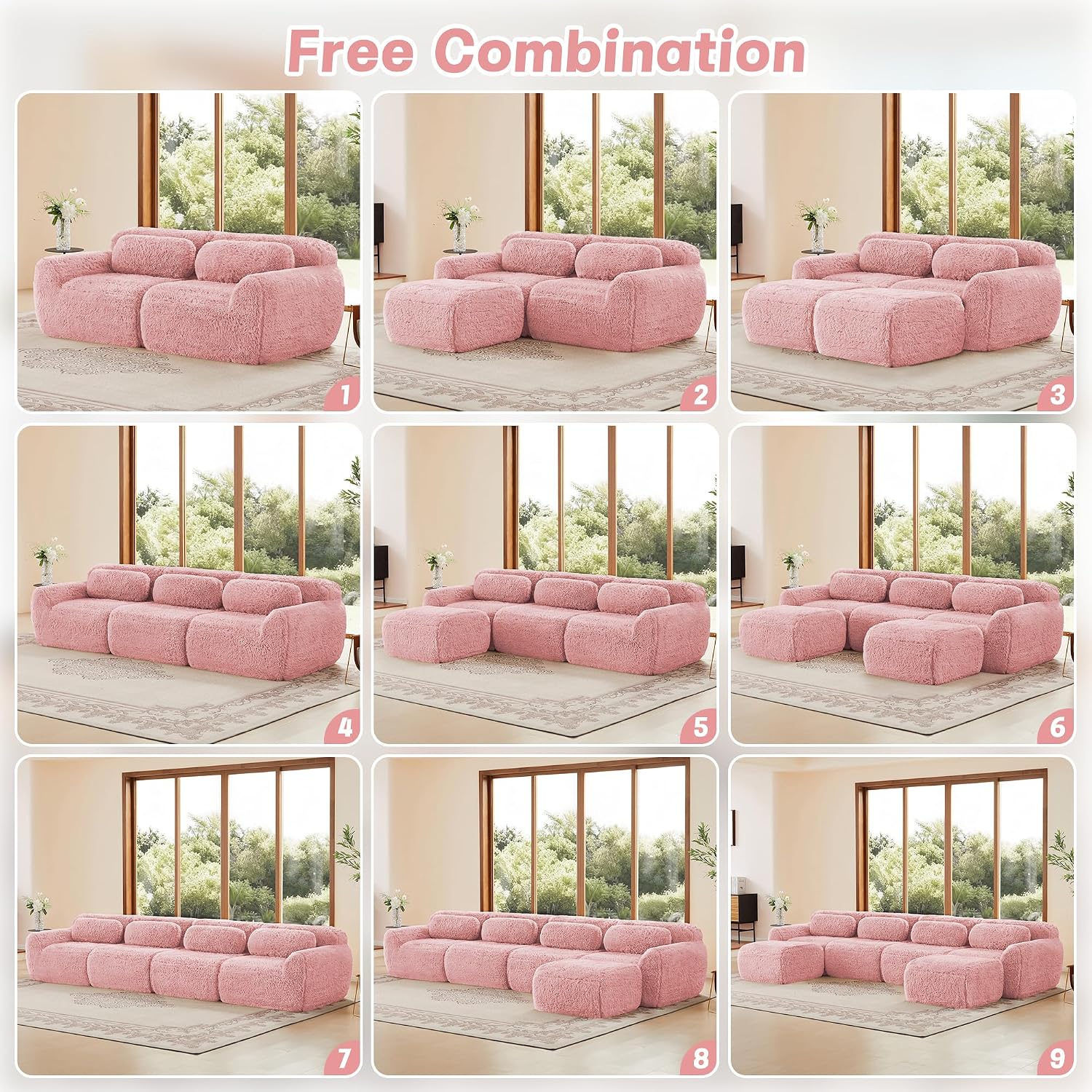 80-Inch Boneless Love Seat Couches in a Box, 2 Seat Modular Foam Cloud Sofa Floor Compressed Loveseat Couch W/Angle Armrests for Home Apartments Bedroom Living Room