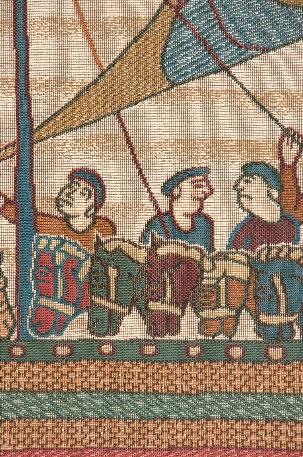 Charlotte Home Furnishings Inc. Duke William's Ship No Border French Tapestry Wall Hanging, 28 X 29 Inch, Viscose Cotton And Polyester Blend Wall Art, Perfect For Home Decor And Wall Decor