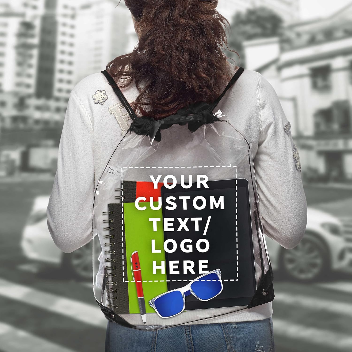 DISCOUNT PROMOS Plastic Drawstring Backpacks