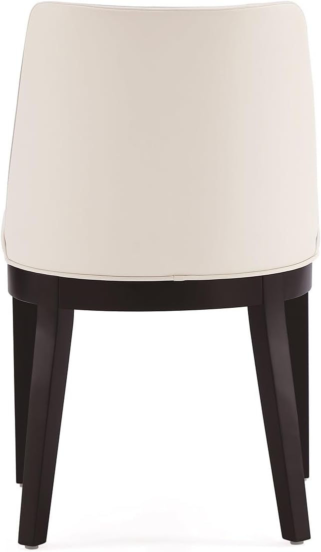 Manhattan Comfort Gansevoort Modern Faux Leather Dining Chair with Solid Beech Wood Frame, Upholstered Accent Furniture for Kitchen Table or Office, Set of 2, Cream