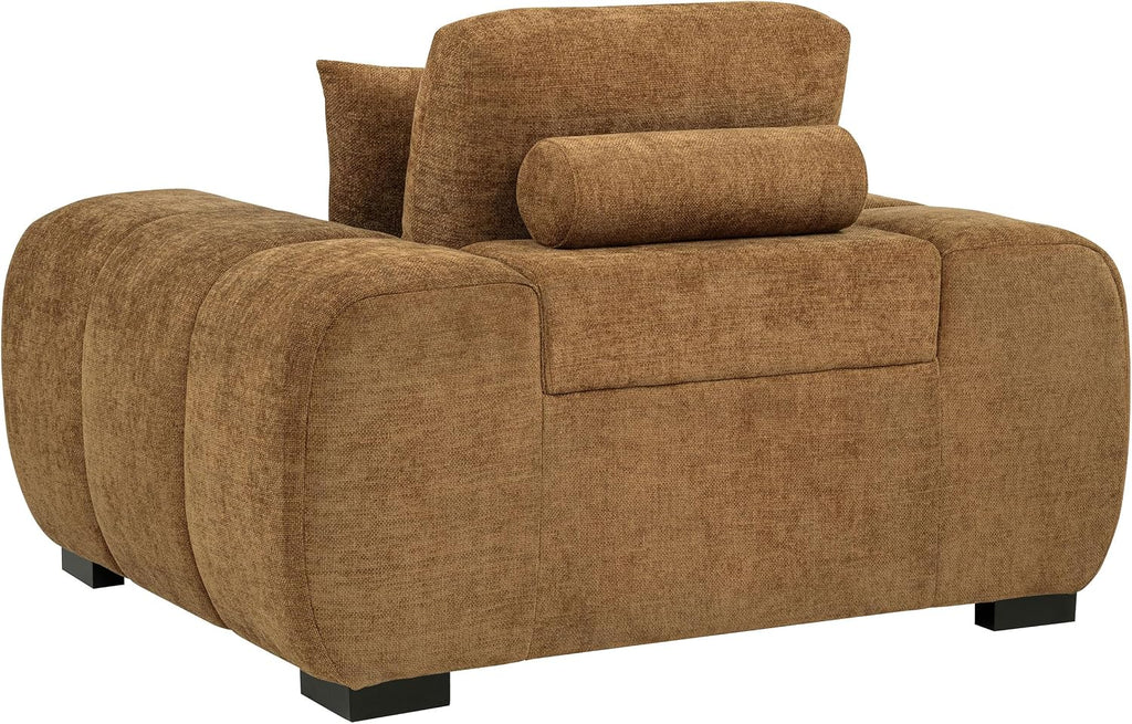 Coaster Home Furnishings - Octavia - Fabric Upholstered Track Arm Accent Chair with Curved Shape, Tufted Waterfall Seat and Reversible Back Cushion - Living Room - Amber - 509343