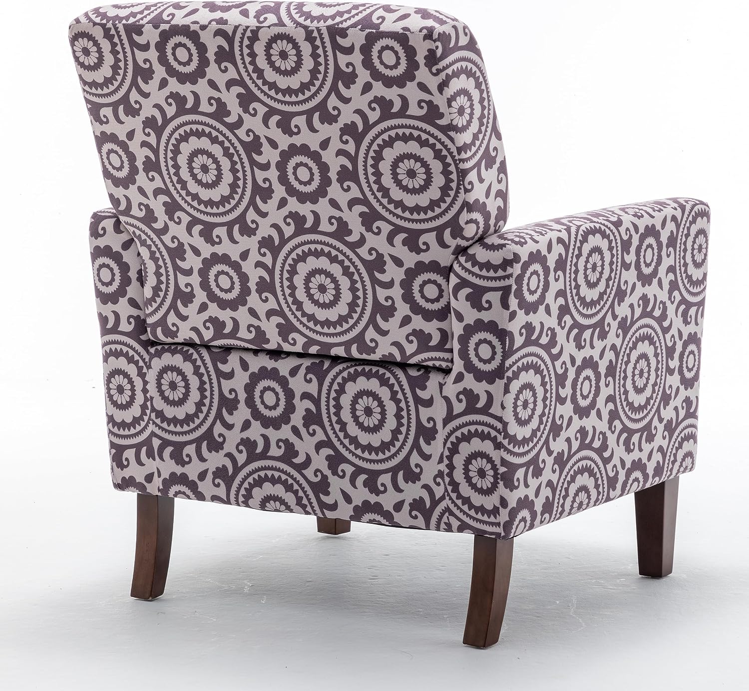 Container Furniture Direct Contemporary Accent Arm Chair with Birch Wood Frame and Velvet Upholstery, Armchair for Office and Living Room Decor, Removable Cushions, 02 Printed Fabric