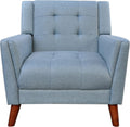 Christopher Knight Home Alisa Mid Century Modern Fabric Arm Chair, Blue and Walnut