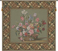 C Charlotte Home Furnishings Inc Flower Basket Green European Tapestry Wall Hanging | Viscose Cotton and Polyester Blend Wall Art | 32 in. x 34 in | Home Decor Accents | Inspired by Famous