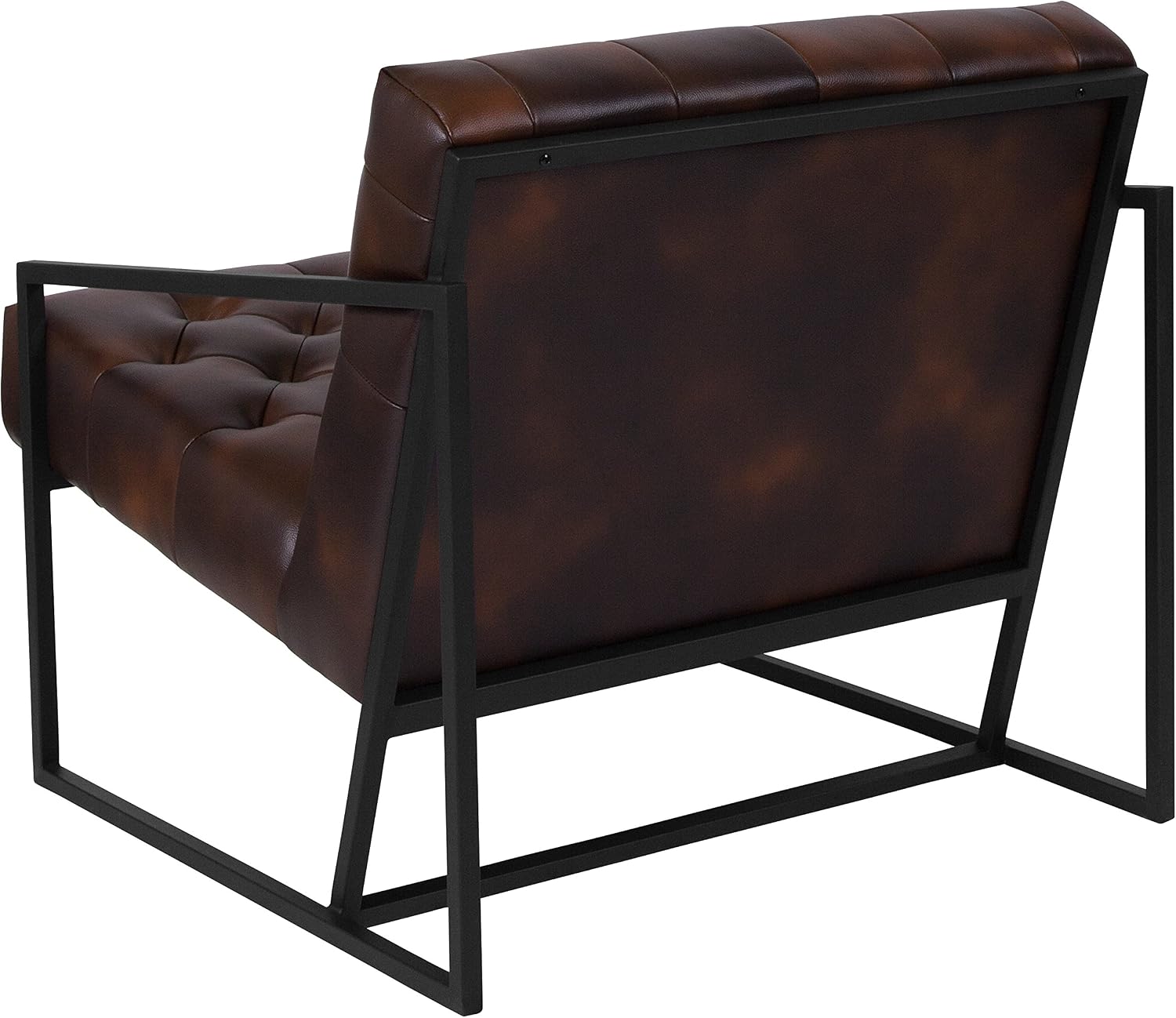 Flash Furniture Hercules Madison Series Bomber Jacket LeatherSoft Tufted Lounge Chair, Tufted Retro Accent Chair for Living Room or Office, Brown/Black