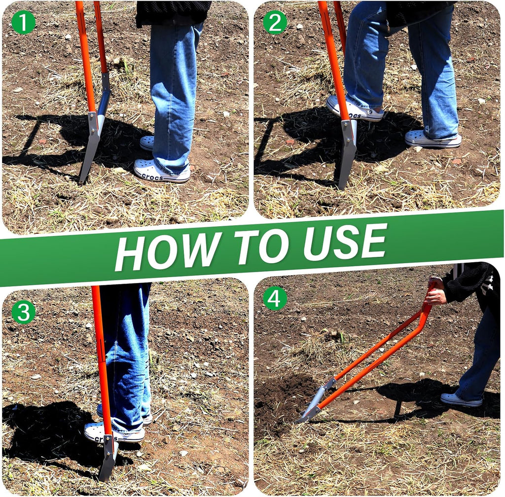 VASALAID Broadfork 5-Tine Broad Fork for Gardening Ergonomic U-Shaped Design Heavy Duty Broadfork Tool for Gardening Cultivating Farm Garden Digging Crushing Aerate Soil (Patent Pending)