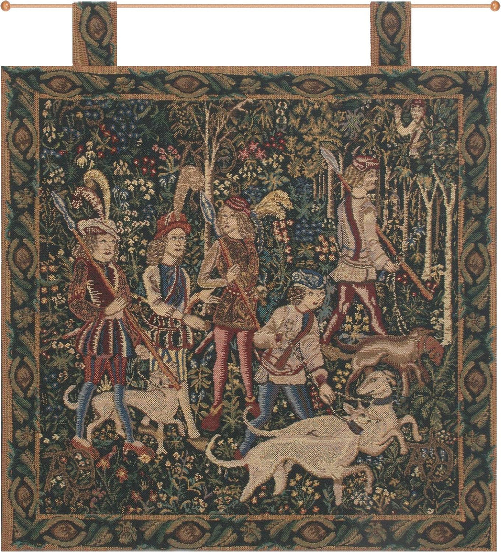 C Charlotte Home Furnishings Inc Unicorn Hunt with Loops Belgian Tapestry Wall Hanging | Viscose Cotton and Polyester Blend Wall Art | 19 in. x 19 in | Home Decor Accents