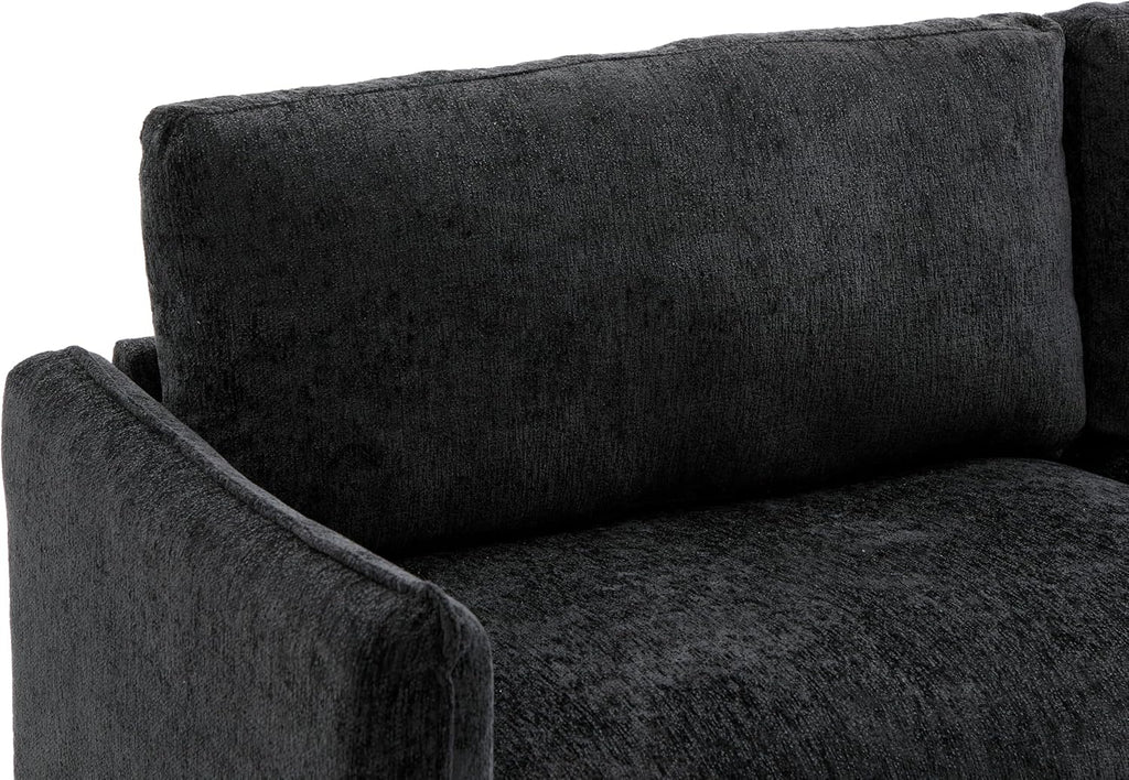 Christopher Knight Home Brena Modern Chenille Upholstered Loveseat Sofa, Wooden 2 Seater Sofa Couch with Deep Seat, Comfy Cloud Couch for Living Room, Bedroom, Home Office, Black