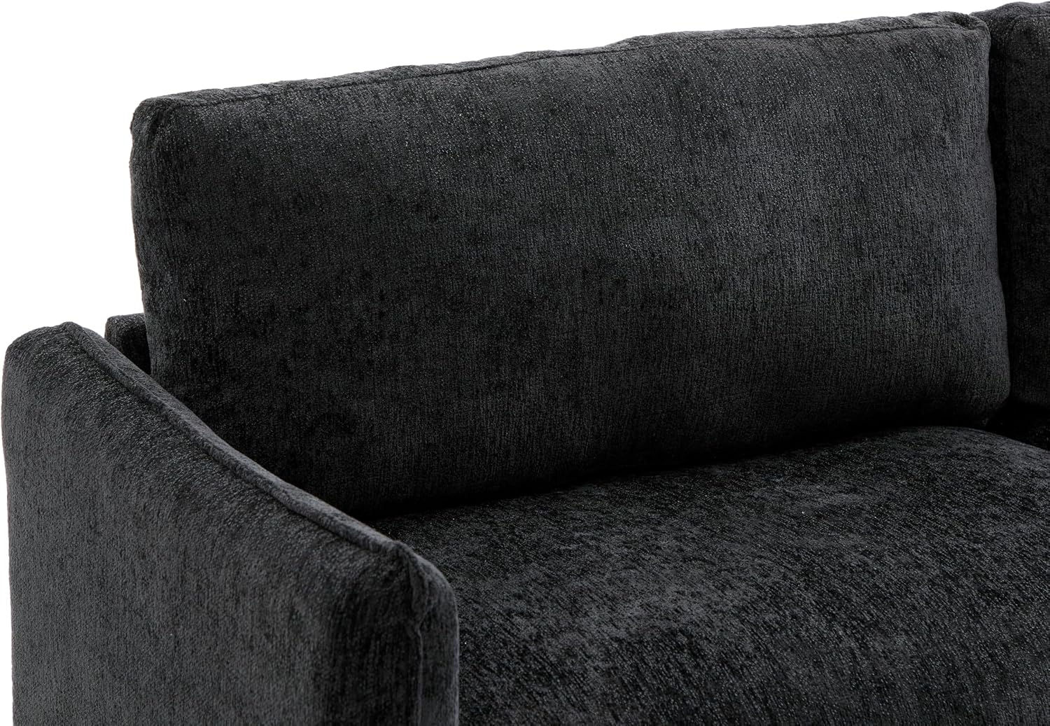 Christopher Knight Home Brena Modern Chenille Upholstered Loveseat Sofa, Wooden 2 Seater Sofa Couch with Deep Seat, Comfy Cloud Couch for Living Room, Bedroom, Home Office, Black