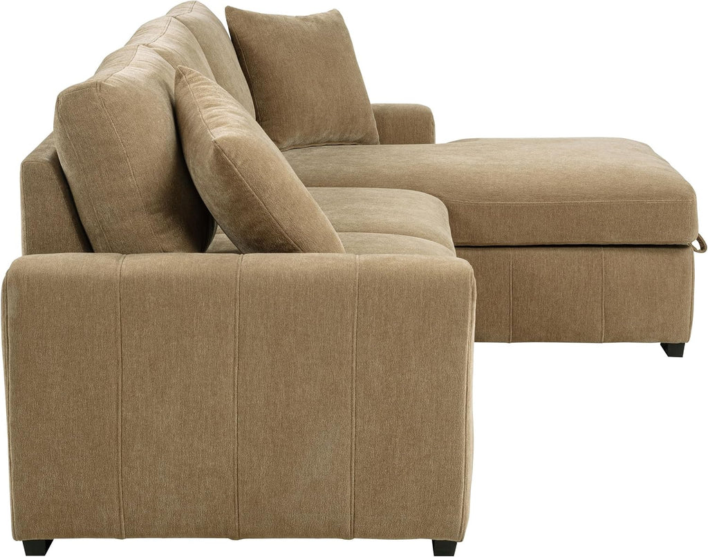 Coaster Home Furnishings - Pastrana - Wood and Fabric - Sleeper Sectional Sofa with Right-arm-Facing Chaise, and Track Arms - Living Room - Camel - 500348