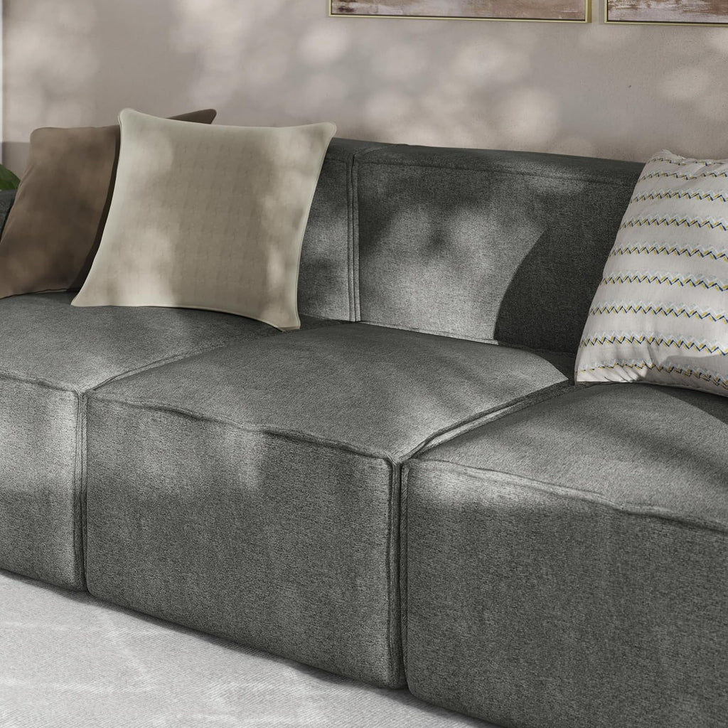 Flash Furniture Bridgetown Fabric Middle Chair Module for Sectional Sofa, Customizable Modular Couch Armless Middle Seat, Dark Gray