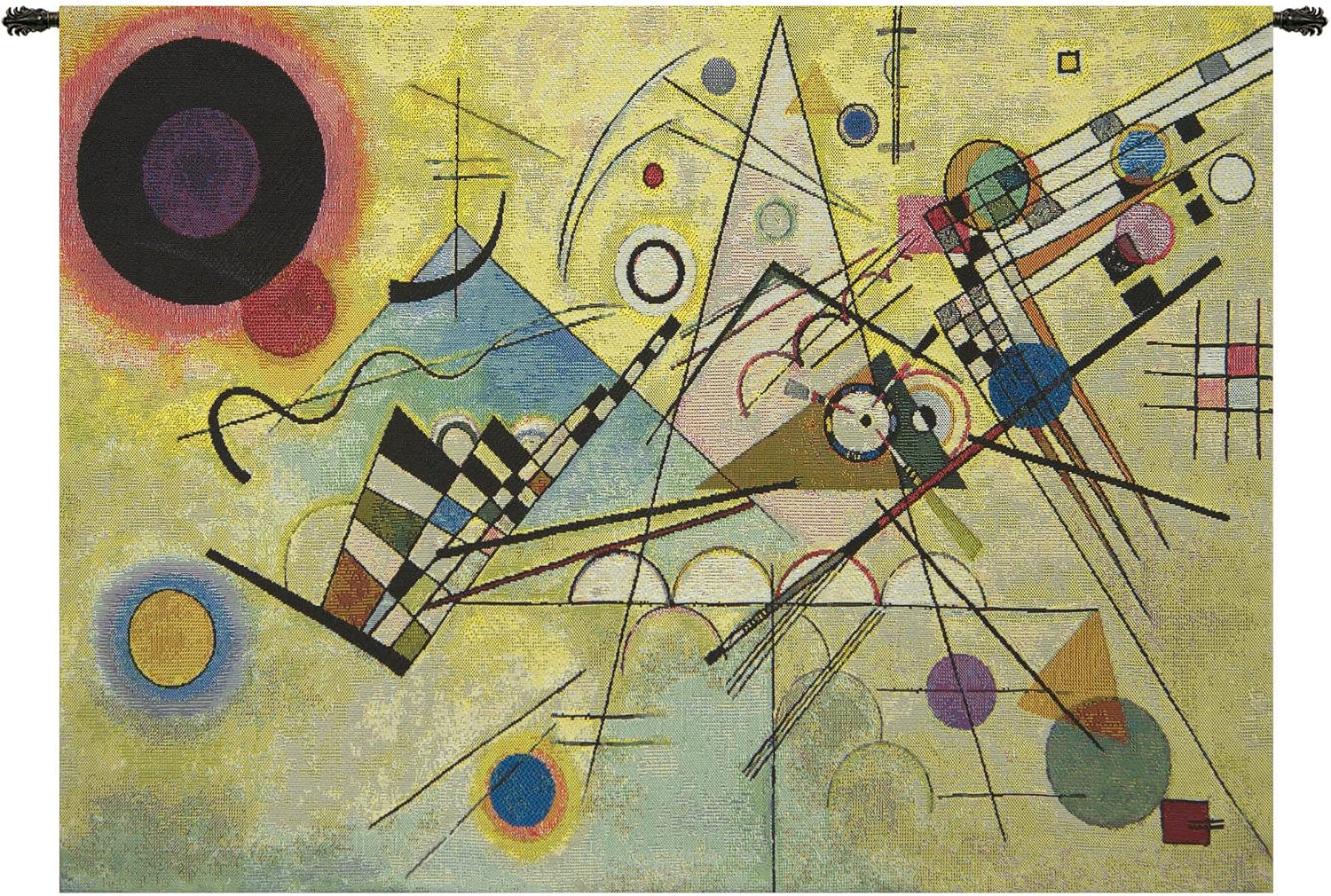 C Charlotte Home Furnishings Inc Kandinsky Composition VIII European Tapestry Wall Hanging | Viscose Cotton and Polyester Blend Wall Art | 19 in. x 27 in | Home Decor Accents | Inspired by Famous