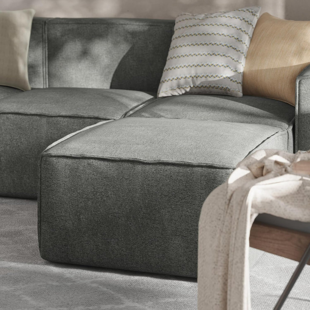 Flash Furniture Bridgetown Fabric Ottoman Module for Sectional Sofa, Customizable Modular Couch Ottoman, Dark Gray