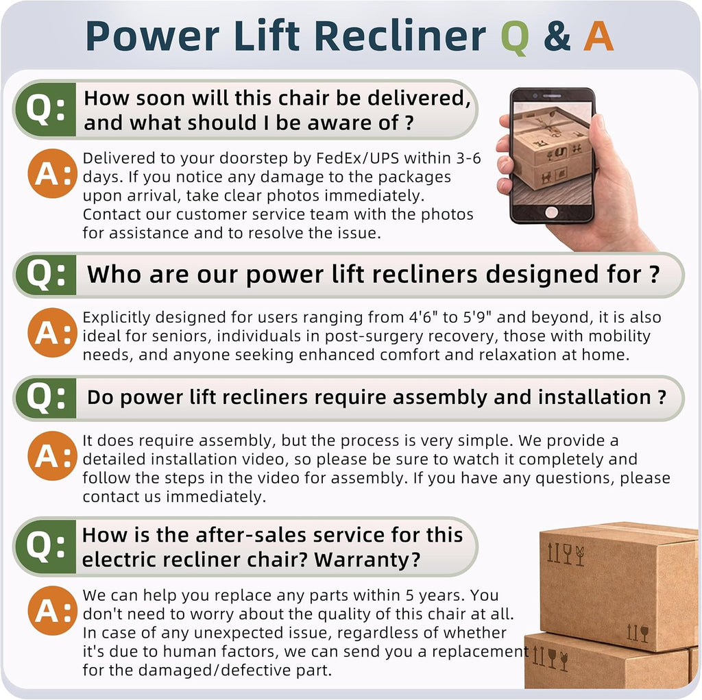 Power Lift Recliner Chair for Elderly, Overstuffed Back Lift Chair with Massage/Heat, Power Recliner Lay Flat 160° Cup Holders for Living Room（Brown）