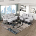 Lexicon Recliner Living Room Set, Two-Tone Chenille Upholstery Recliner Couch, Home Theater Seating, Wall Hugger Manual Reclining Sofa, Including Dual Reclining Couch & Loveseat, 2-Piece Set, Grey