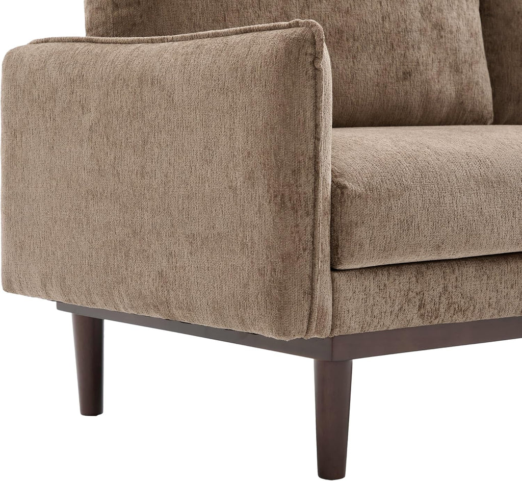 Christopher Knight Home Brena Modern Fabric Upholstered Loveseat Sofa, Wooden 2 Seater Sofa Couch with Deep Seat, Comfy Cloud Couch for Living Room, Bedroom, Home Office, Brown