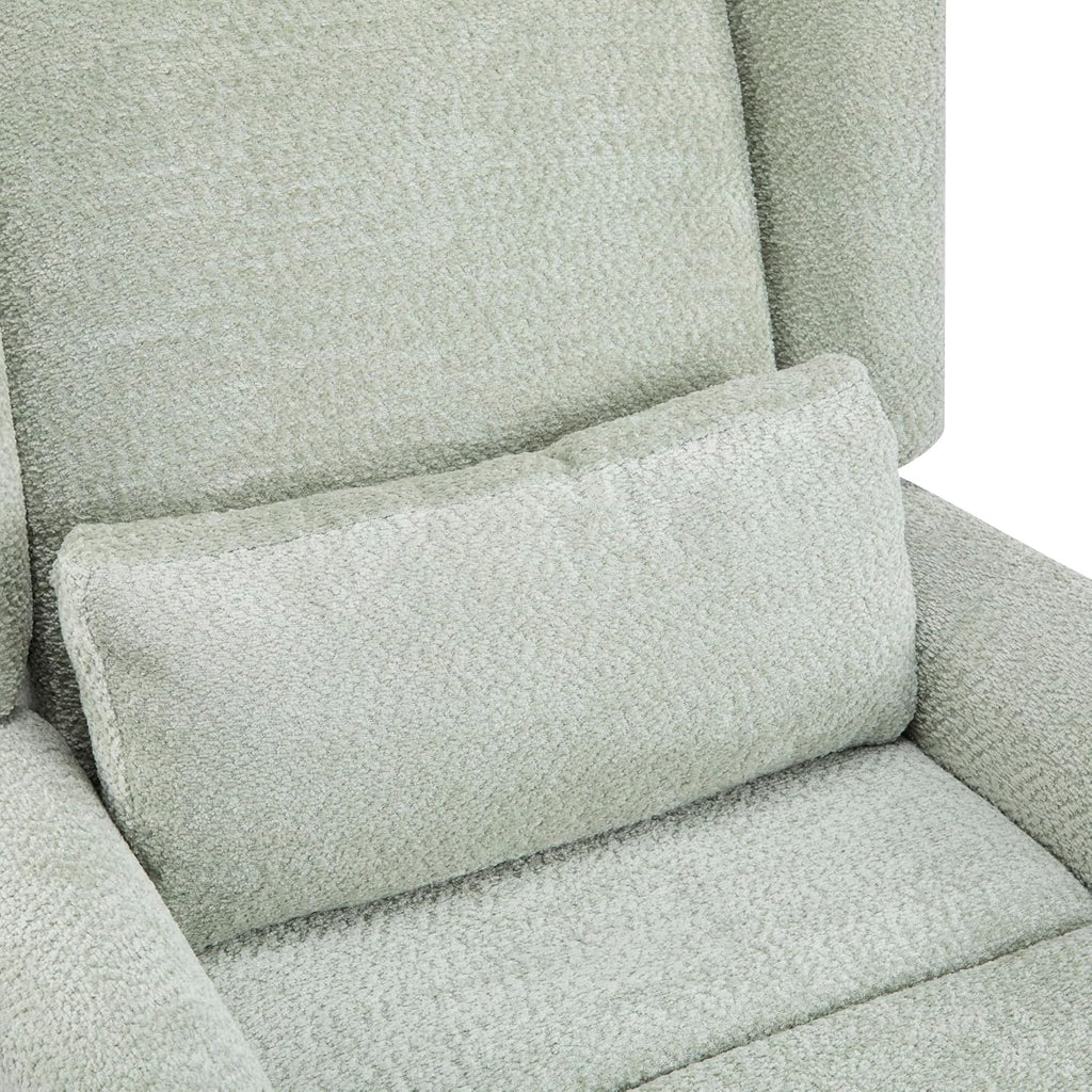 Christopher Knight Home Dolia Boucle Upholstered 360° Swivel Chair, Push-Back Power Recliner Chair, Iron Recliner Sofa with Rotation, Living Room Lounge Sofa, Adjustable Backrest, Gold+Light Green